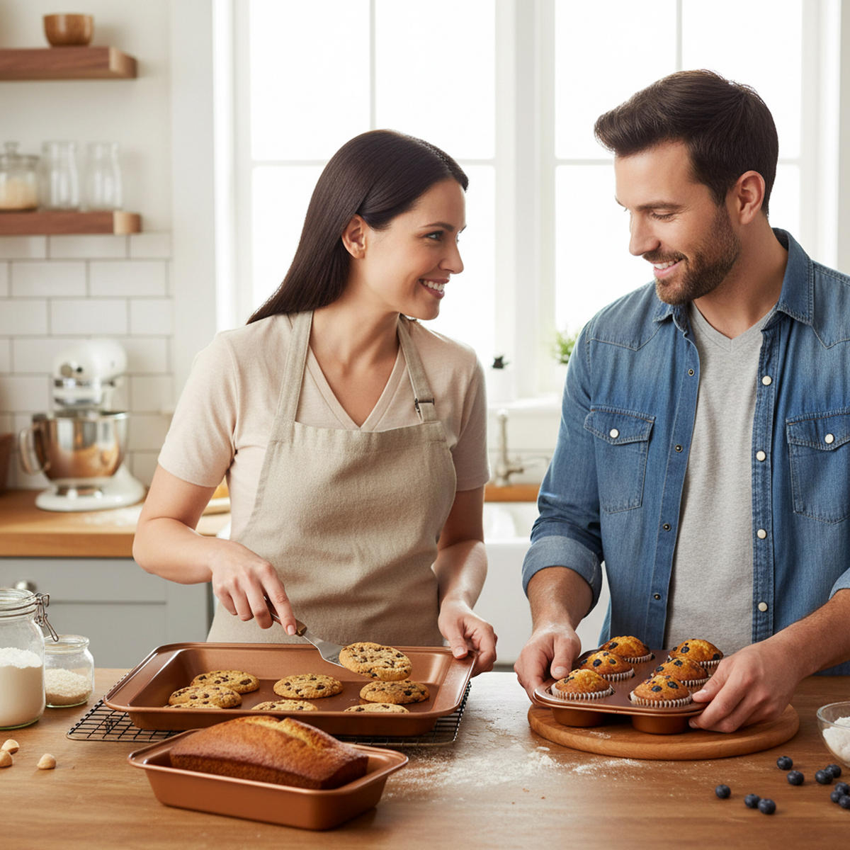 3-DIELNA sada na pečenie - medená, kov - Relaxdays