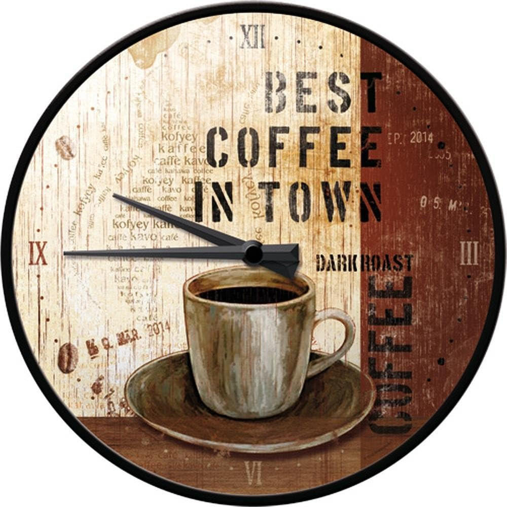 WANDUHR 31 cm Best Coffee in Town - Dunkelbraun, Metall (31/31/5cm) - Nostalgic-Art