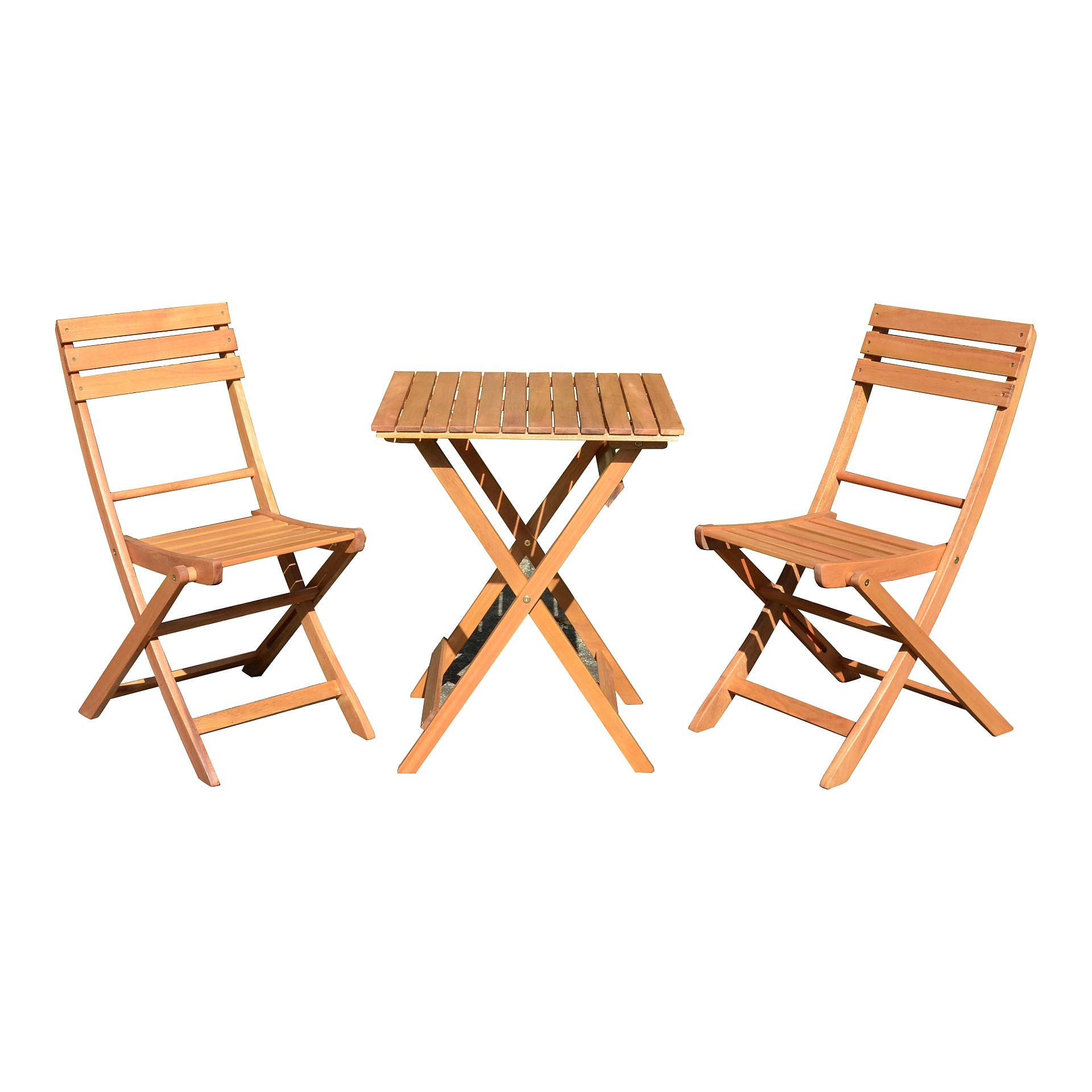 GARTENSET Diego 3tlg 2x Klappstuhl 1x Kapptisch - Braun, Holz - Sedex