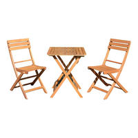 GARTENSET Diego 3tlg 2x Klappstuhl 1x Kapptisch - Braun, Holz - Sedex