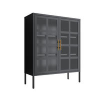 HIGHBOARD GLASGOW Metall mit Glastüren 90/35/110 cm - Schwarz, Metall (35/110/90cm) - Mein-Regal