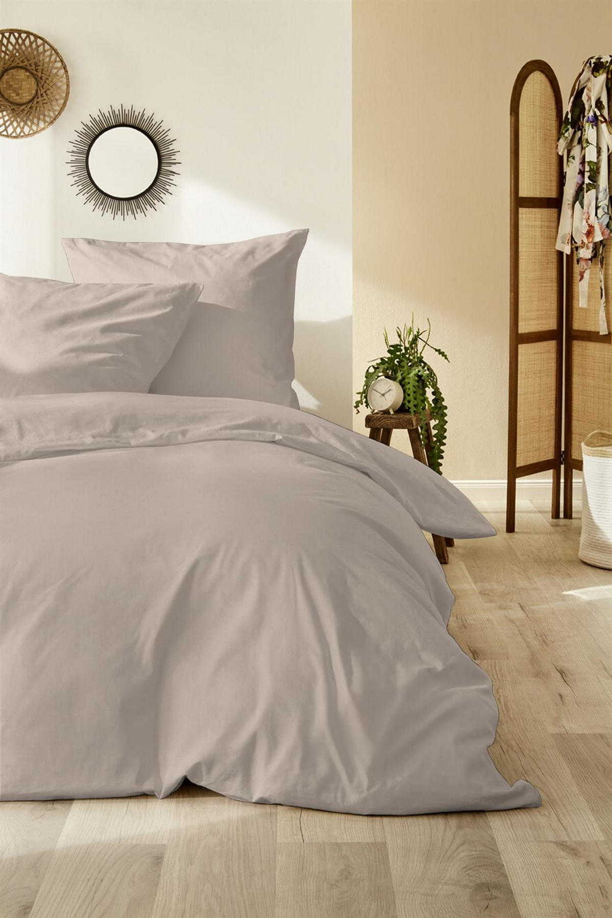 BIBER-BETTWÄSCHE 135x200 - Kuschelig warmer Flanell Bettbezug aus 100% Baumwolle für Herbst & Winter - Beige Uni - Beige, Textil (135/200cm) - Carpe Sonno