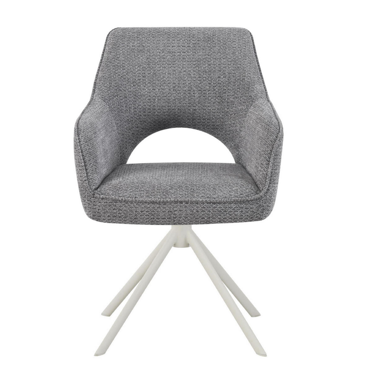 ESSZIMMERSTUHL THOMAS-CLEO 2er-Set 360°drehbar - Weiß/Grau, Textil/Metall (57/88/63cm) - DUBI Möbel