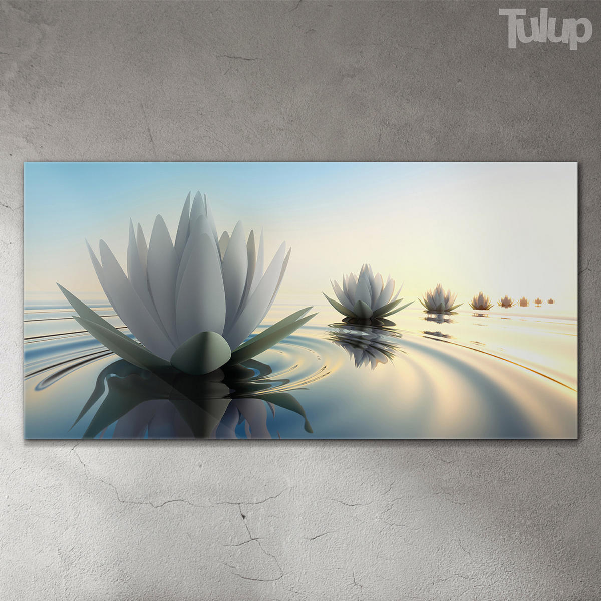 GLASBILD 120x60 cm Lotosblume - Sandfarben/Hellblau, Glas (120/60cm) - TULUP