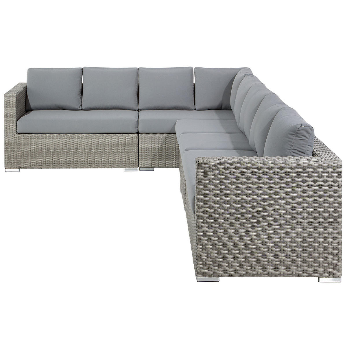 LOUNGE-SET 8-Sitzer hellgrau linksseitig modular Auflagen grau XXL - Hellgrau/Grau, Kunststoff - Beliani