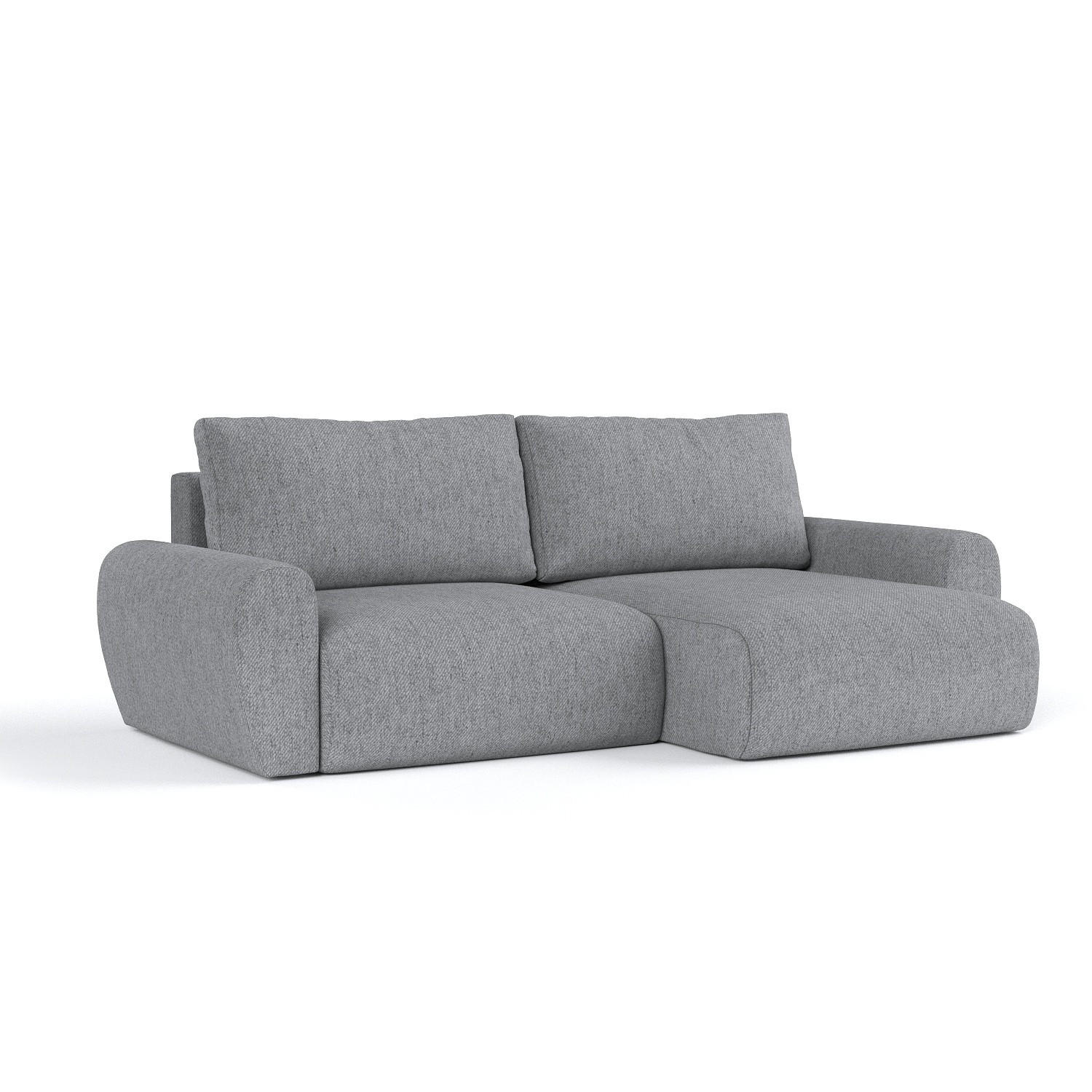 ECKSOFA OMARI mit Schlaffunktion Grau im Neve Stoff - Schwarz/Grau, Holz/Holzwerkstoff (253/153cm) - AltaBeds