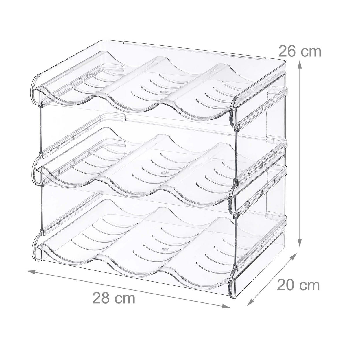 FLASCHENREGAL Transparent stapelbar Kunststoff PET 9 Flaschen - Transparent, Kunststoff (28/26/20cm) - Relaxdays