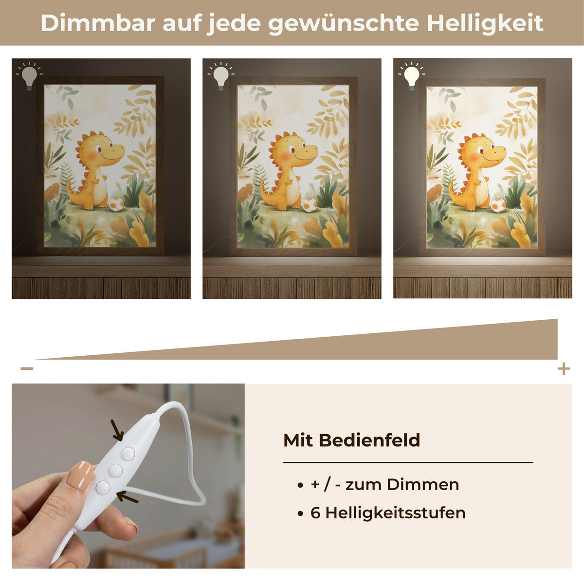 NACHTTISCHLAMPE Dino - Fußball - Orange 20x30 cm - Beige, Holzwerkstoff (8/20/30cm)