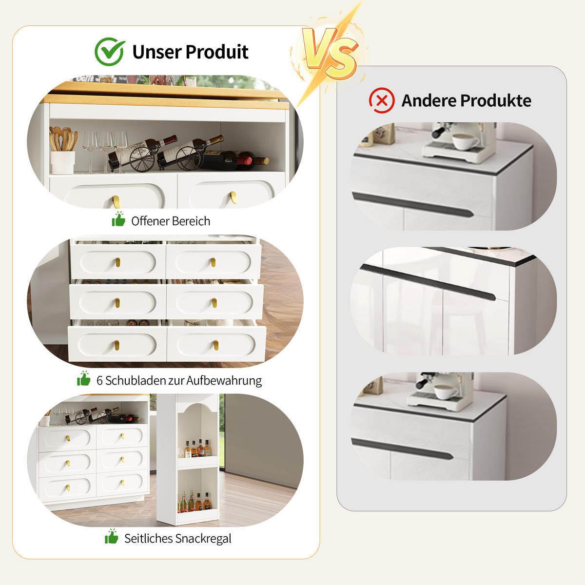 BARTISCH aus MDF, ausziehbar 137-203/39/90 cm mit 360° Drehfunktion & 6 Schubladen, Weiß - Weiß, Holzwerkstoff (39/90/137cm) - Redom