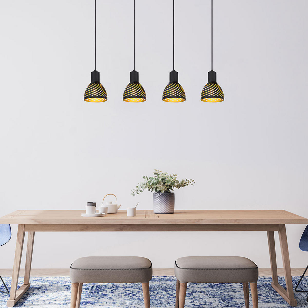 HÄNGELEUCHTE Metall Gold Holzoptik - Goldfarben, Metall (90/12.5/120cm) - Globo Lighting