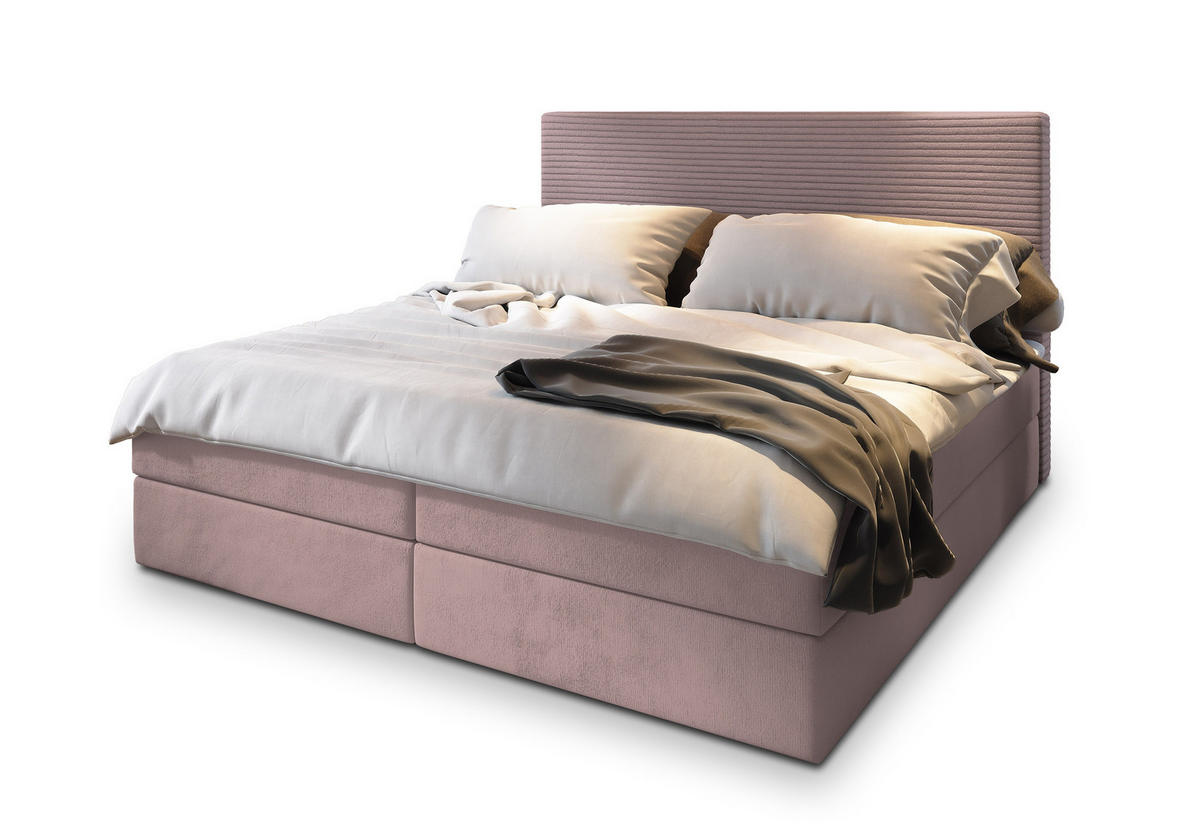 POSTEL BOXSPRING GIARRO 160x200 cm, s matrací a úložným prostorem, starorůžová - starorůžová, kompozitní dřevo/textil (160/200cm) - MASSENO