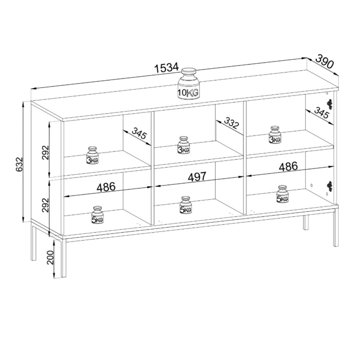 MODERNE Geriffelte Kommode LAGOS K3D (Kaschmir Matt, LED, Champagner Gestell, Push to Open) - Kaschmir/Champagner, Glas/Holz (154/83/39cm) - Ravio