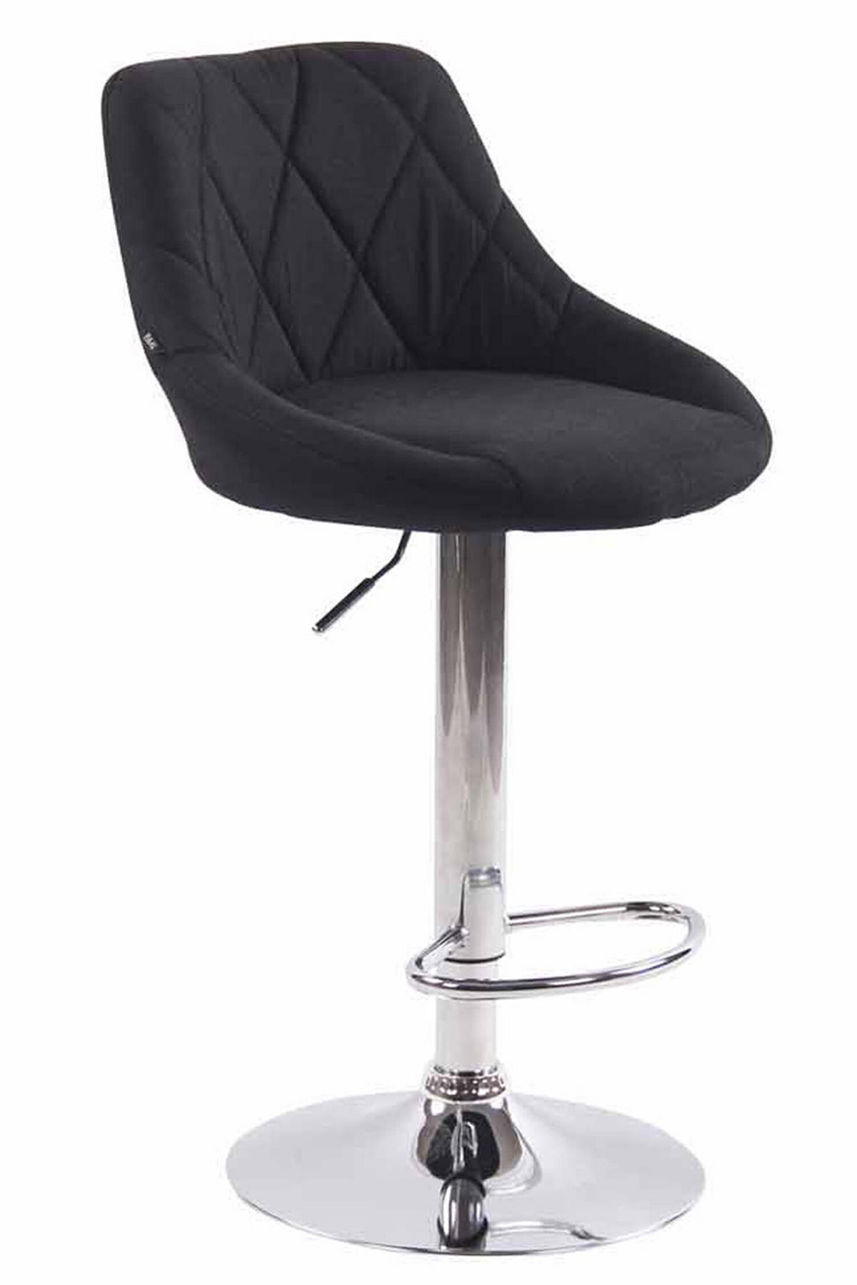 BARHOCKER Lazius, Gestell Metall in Chromoptik, Stoff Schwarz - Chromfarben/Schwarz, Textil/Metall (46/100/49cm) - TPFLiving
