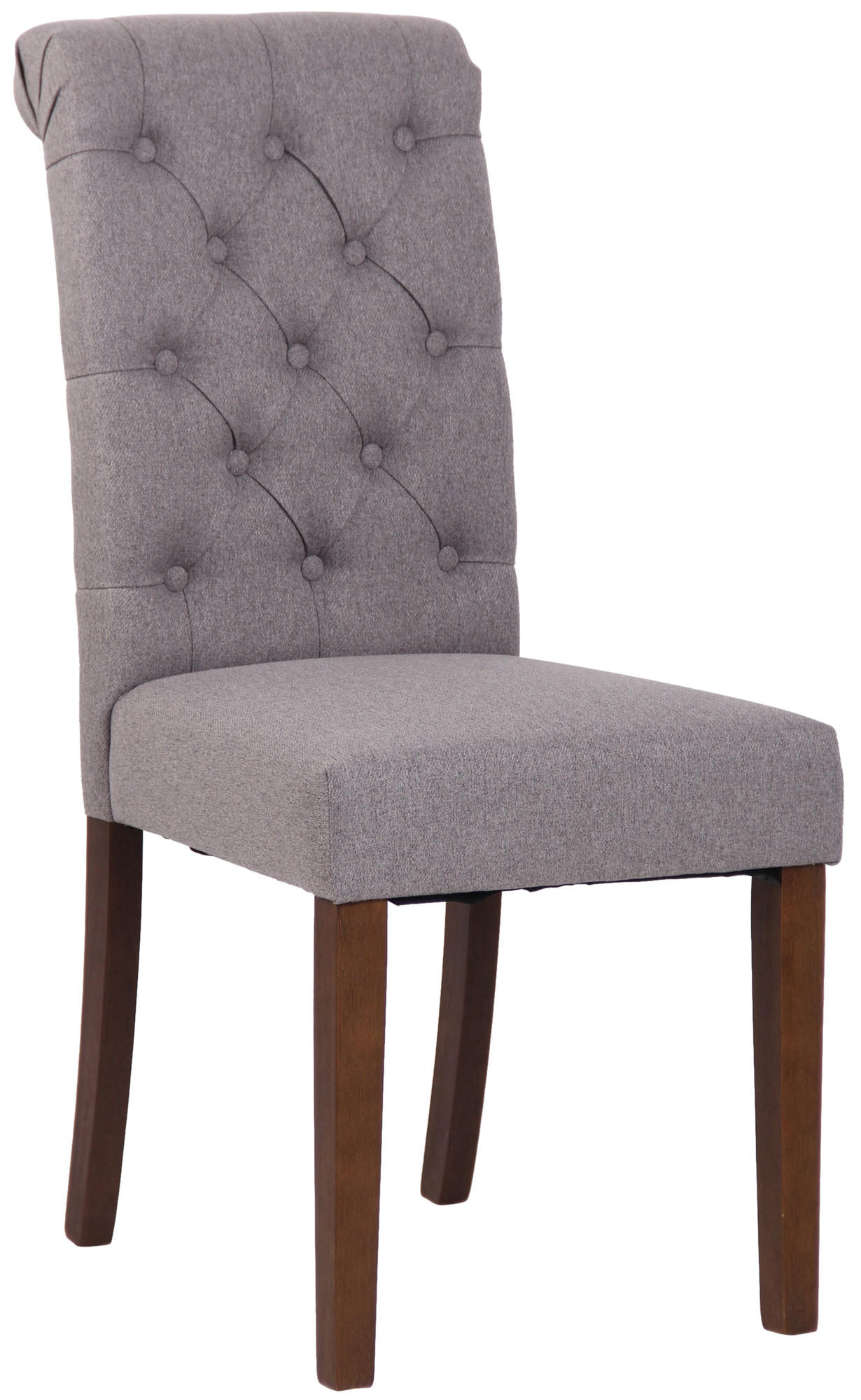 ESSZIMMERSTUHL Lisbon Stoff, Gestell Kautschukholz Braun Grau - Braun/Grau, Holz/Textil (45/98/63cm) - TPFLiving