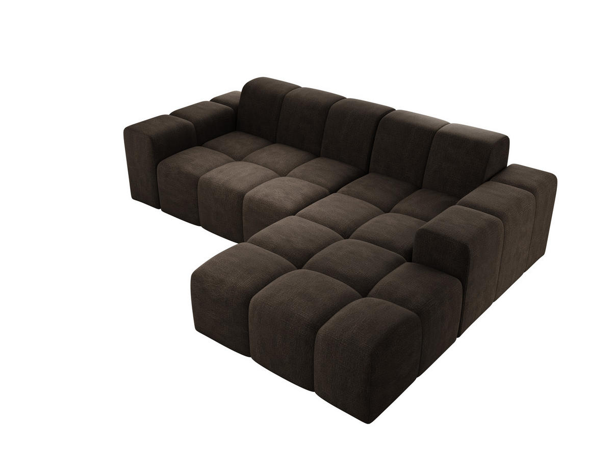 ECKSOFA Fogo ohne Schlaffuktion, L-Form, Sofa Rechts, Veloursstoff, 245x68x180 cm, Braun - Braun, Holz (245/180cm) - PROMETO Möbel