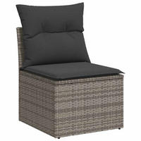 GARTENSOFA Ohne Armlehnen Mit Kissen Grau Poly Rattan - Grau, Kunststoff (62/69/55cm) - vidaXL