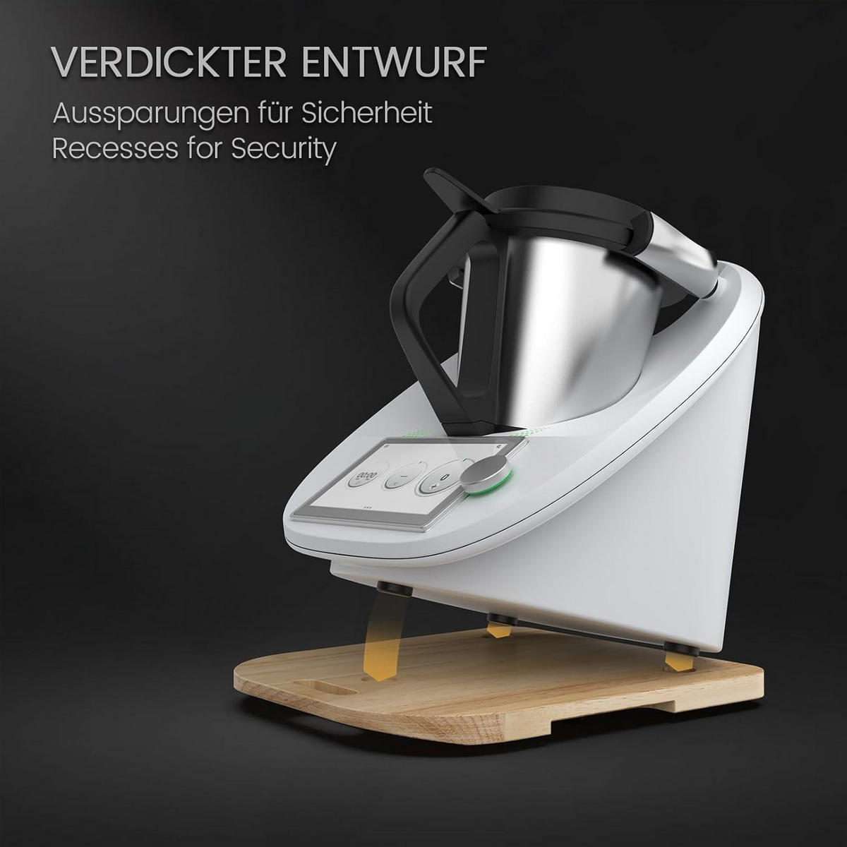 GLEITBRETT für Thermomix TM6 TM5 Holz 2 cm dick - Braun, Holz (31/2/35cm)