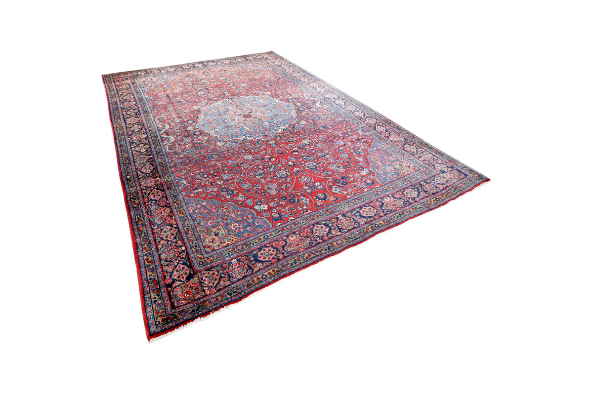 ORIENTTEPPICH handgeknüpft Ekbatan Rot, Blau 366/264 cm Schurwolle - Blau/Rot, Textil (264/366cm) - Looma