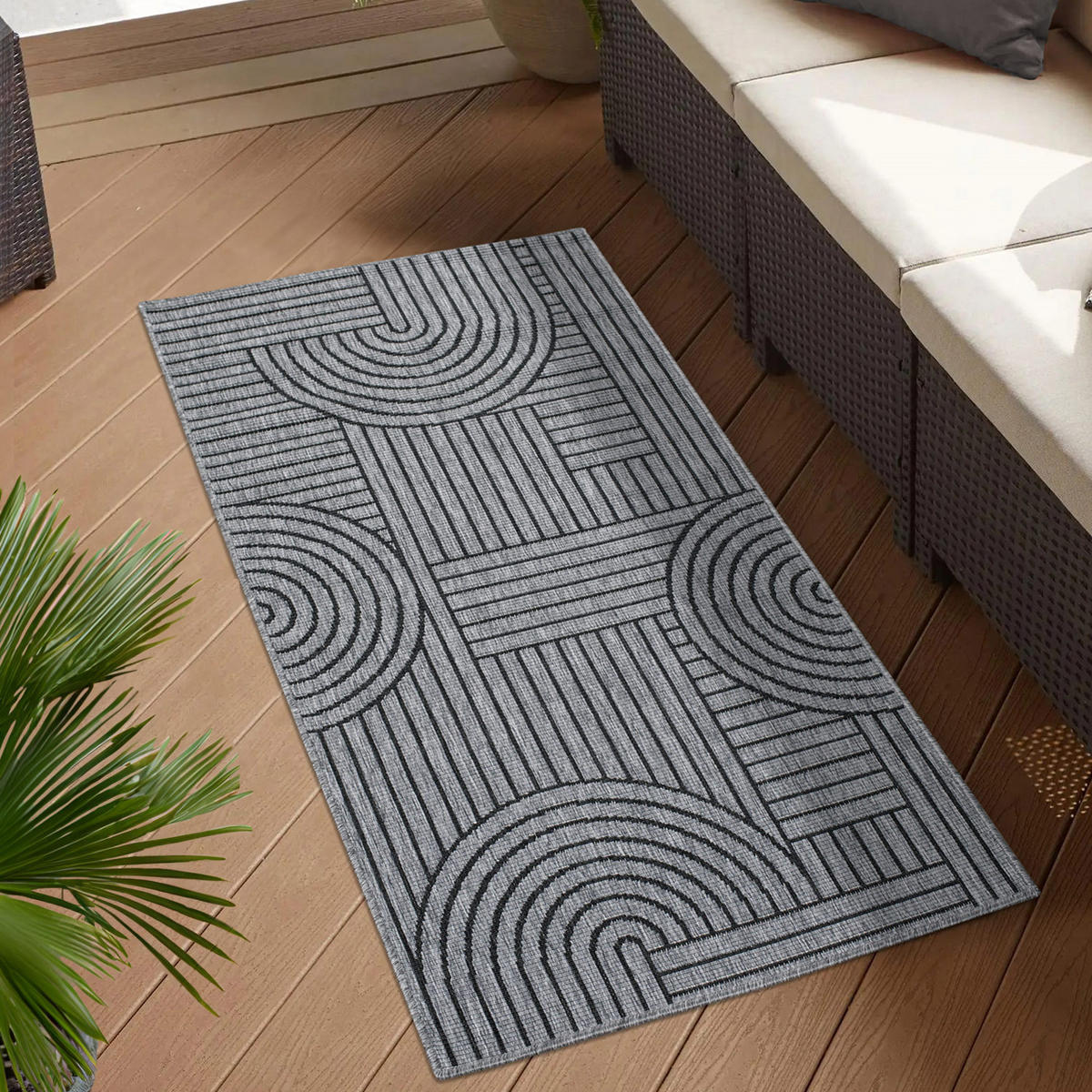 OUTDOOR-TEPPICH DuoRug 5842 Anthrazit 80x150 cm - Anthrazit, Textil (80/150cm) - carpet city