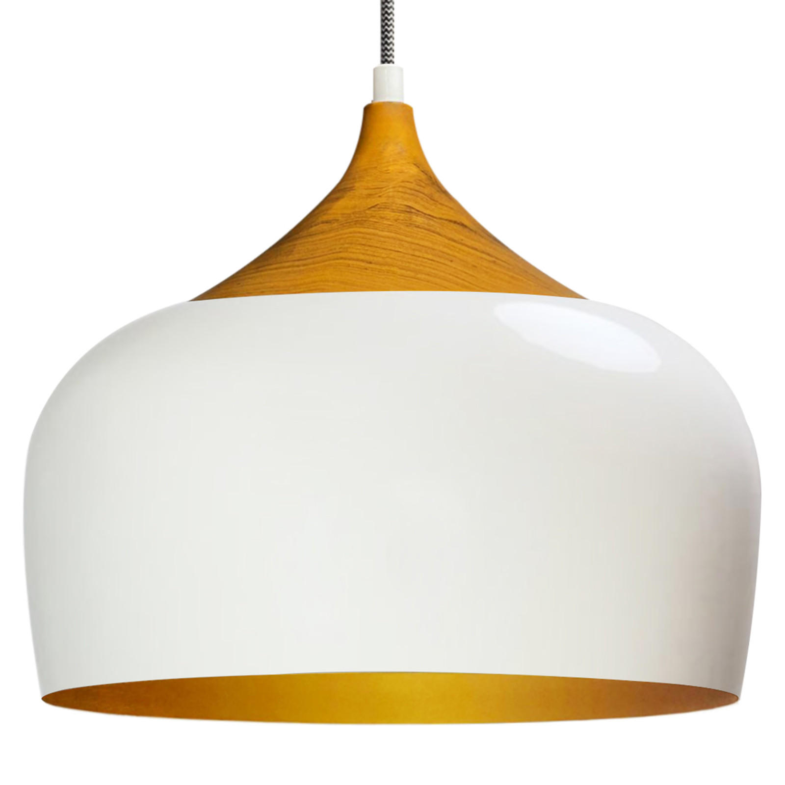 PENDELLEUCHTE Kreis 30/30 cm - Goldfarben/Weiß, Holz/Metall (30/27cm) - Bamyum