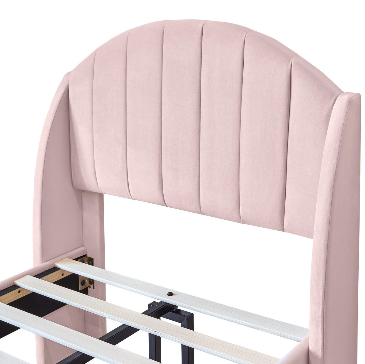 POLSTERBETT 90/200 cm Pink aus Samt mit Lattenrost - Rosa, Textil (90/200cm) - OKMYHOME