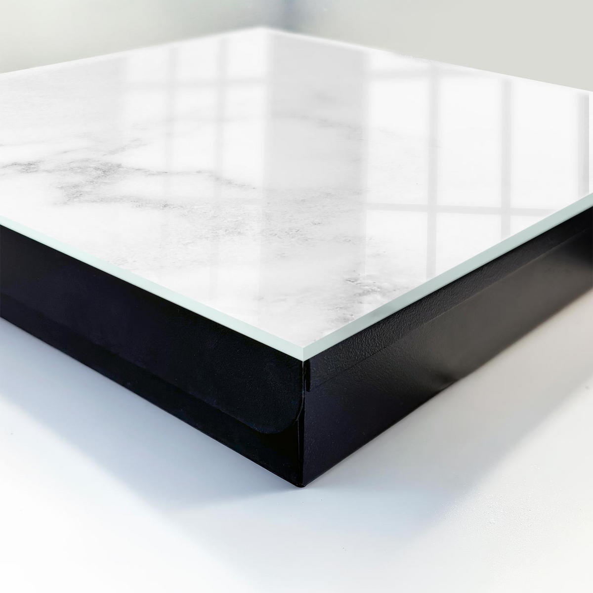 SCHLÜSSELBOX Schwarz 30x30 cm- Türöffnung nach rechts - Marmor-Eleganz - Weiß, Metall (30/30/5cm) - TULUP