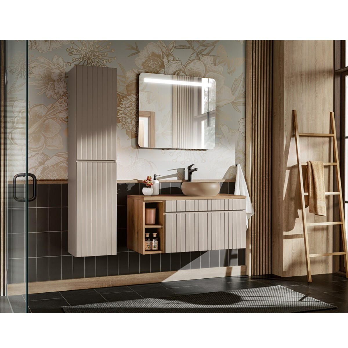 Milaros Markt Badmöbel-Set Kaschmir 100x160x45 cm