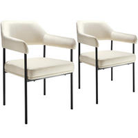 ARMLEHNSTUHL 2er Set Doé 58 x 62 x 85 cm Samtoptik off-white - Weiß/Samtahornfarben, Textil (58/85/62cm) - tectake