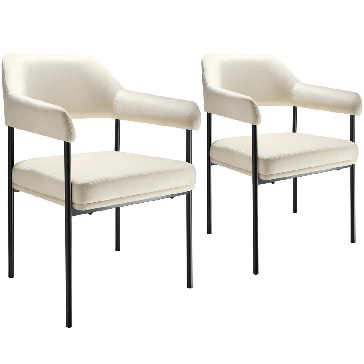 ARMLEHNSTUHL 2er Set Doé 58 x 62 x 85 cm Samtoptik off-white - Weiß/Samtahornfarben, Textil (58/85/62cm) - tectake