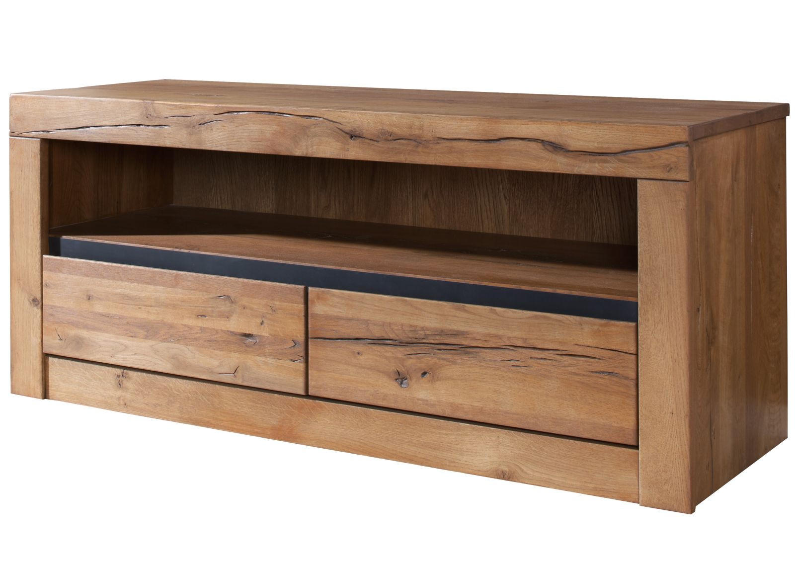 TV-BOARD Wild-/Zerreiche 115x42x49 natur geölt MONTREUX #103 - Naturfarben, Holz (115/49/42cm) - Massivmoebel24