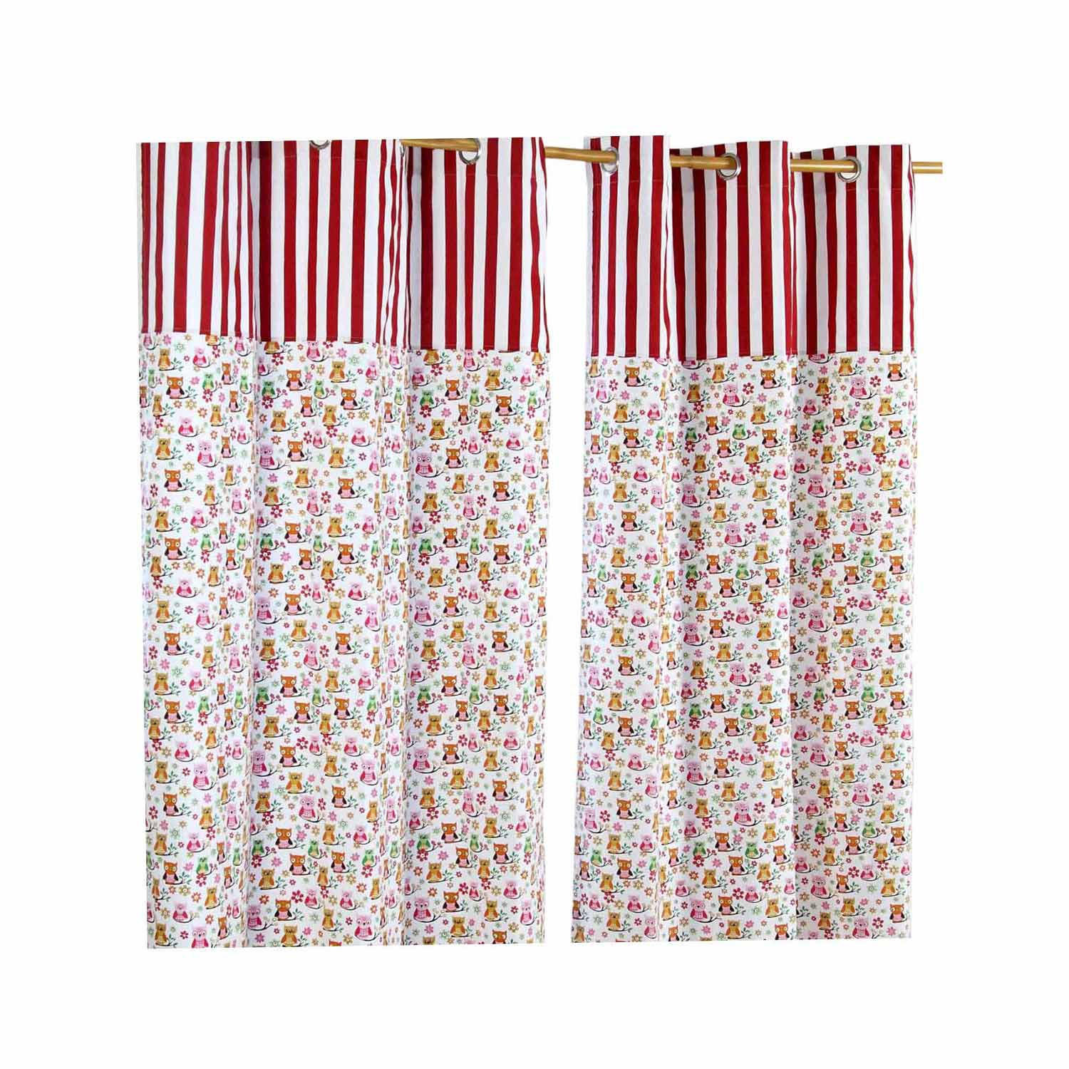 ÖSENVORHANG Eulen blickdicht 2er-Set, 137/228 cm - Rot, Textil (137/228cm) - Homescapes