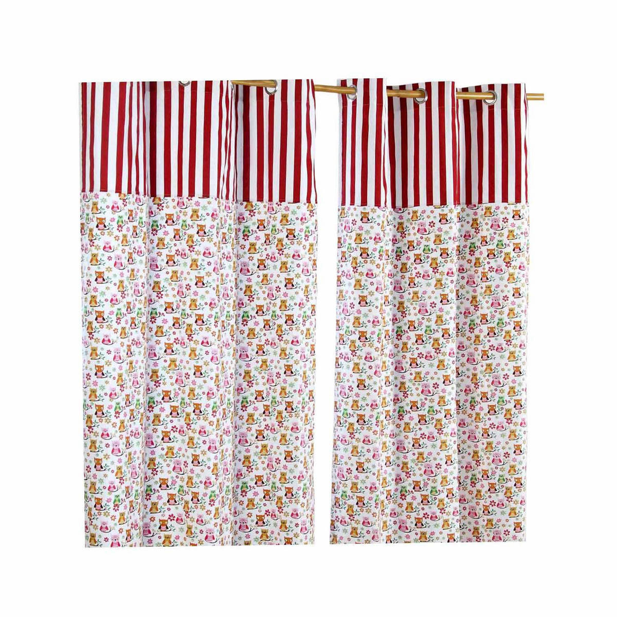 ÖSENVORHANG Eulen blickdicht 2er-Set, 137/182 cm - Rot, Textil (137/182cm) - Homescapes