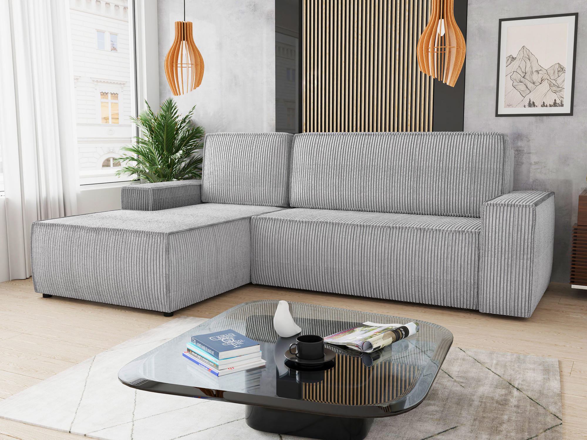ECKSOFA Totti L, Seite: Links - Grau, Holz/Textil (246/144cm) - Sofnet