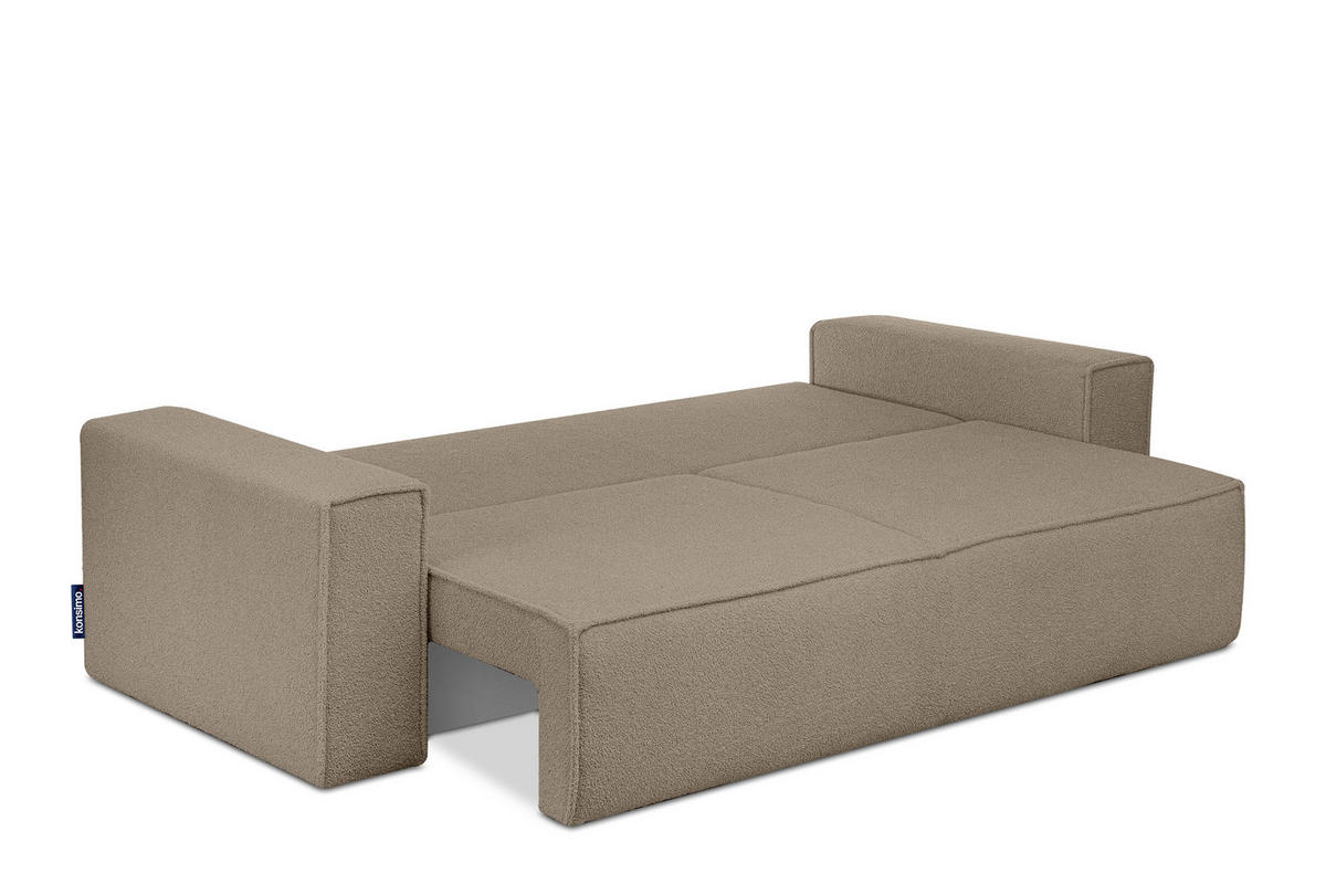 3-SITZER-SOFA NAPI II mit Schlaffunktion, dunkelbeige - Beige/Braun, Textil (244/89/101cm) - KONSIMO®