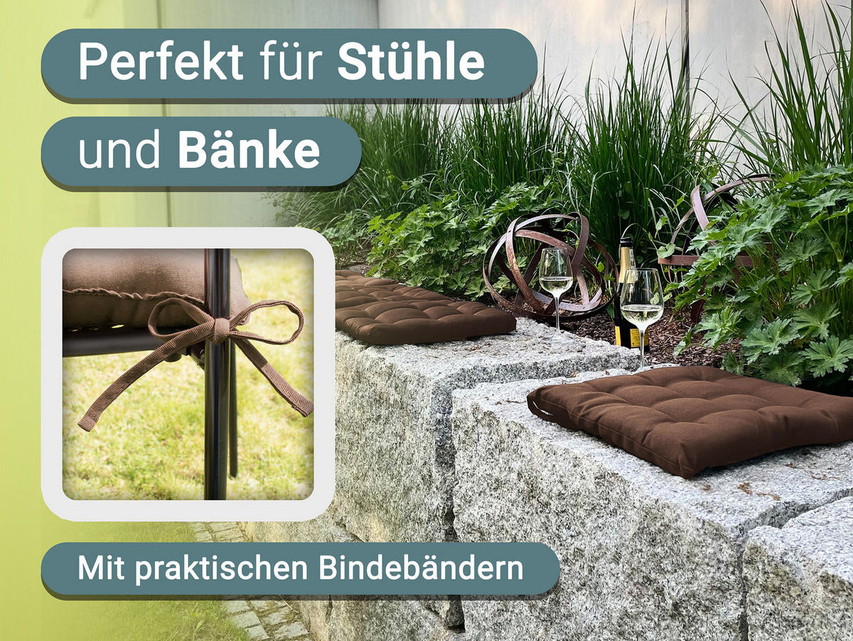 STUHLKISSEN, 4er-Set, 40x40 cm, 100% Polyester, Braun - Dunkelbraun, Textil (40/40/3cm) - Zollner