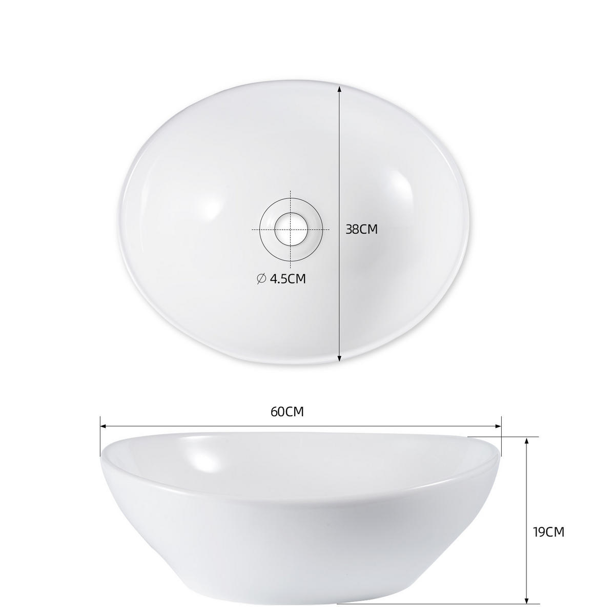 WASCHBECKEN Weiß 37/13.5/48 - Weiß, Keramik (37/13.5/48cm) - ZMH
