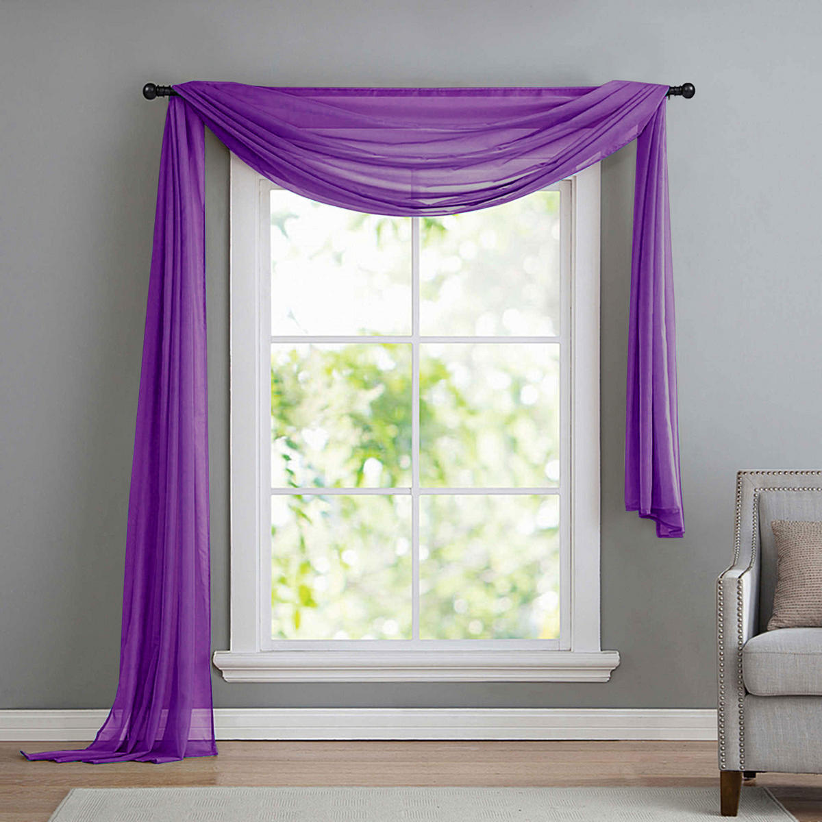 QUERBEHANG 1ER SET HxB 140x600 Lila - Lila, Textil (140/600cm) - Gardinenbox