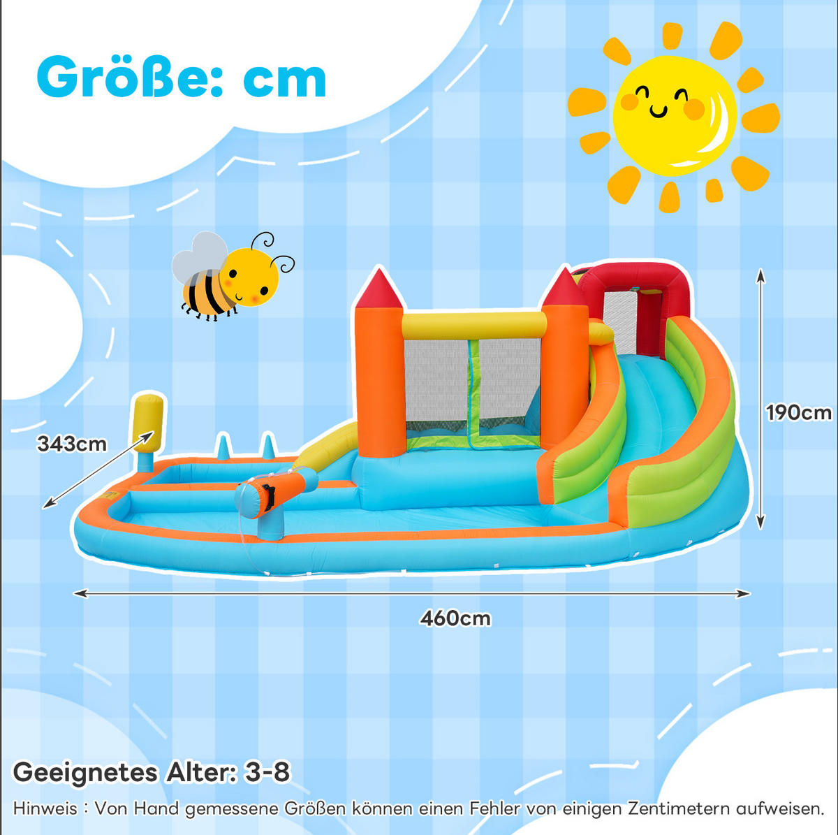 HÜPFBURG Wasserpark Rutsche Trampolin - Orange, Textil (343/460/190cm) - LEBENLANG