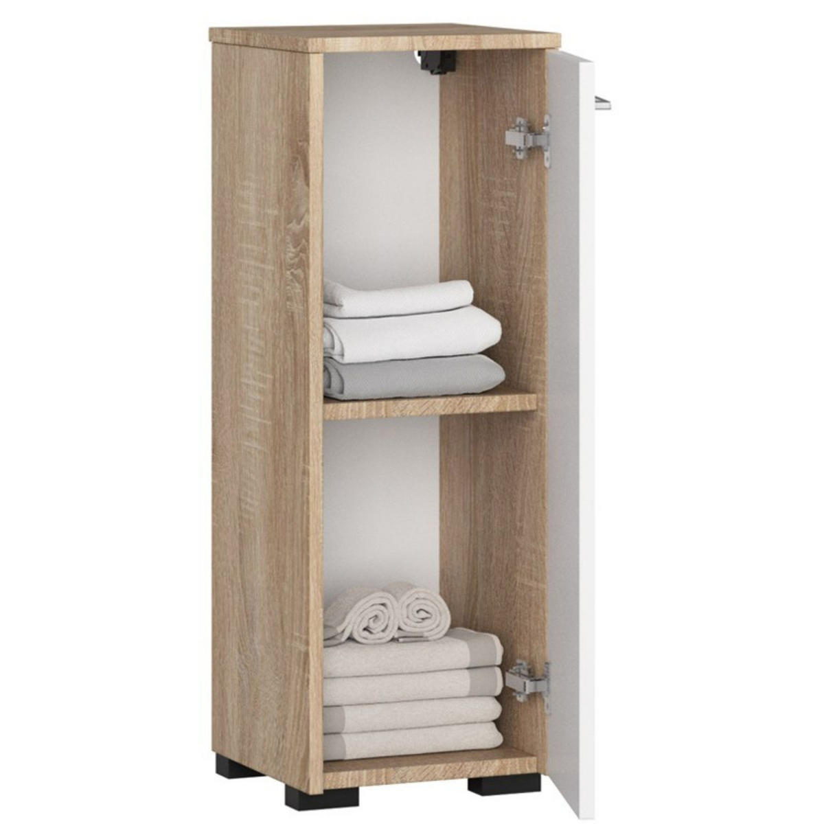 UNTERSCHRANK Sonoma Eiche, Weiß 30x30x85 cm - Silberfarben/Weiß, Holzwerkstoff/Kunststoff (30/85/30cm) - Akord