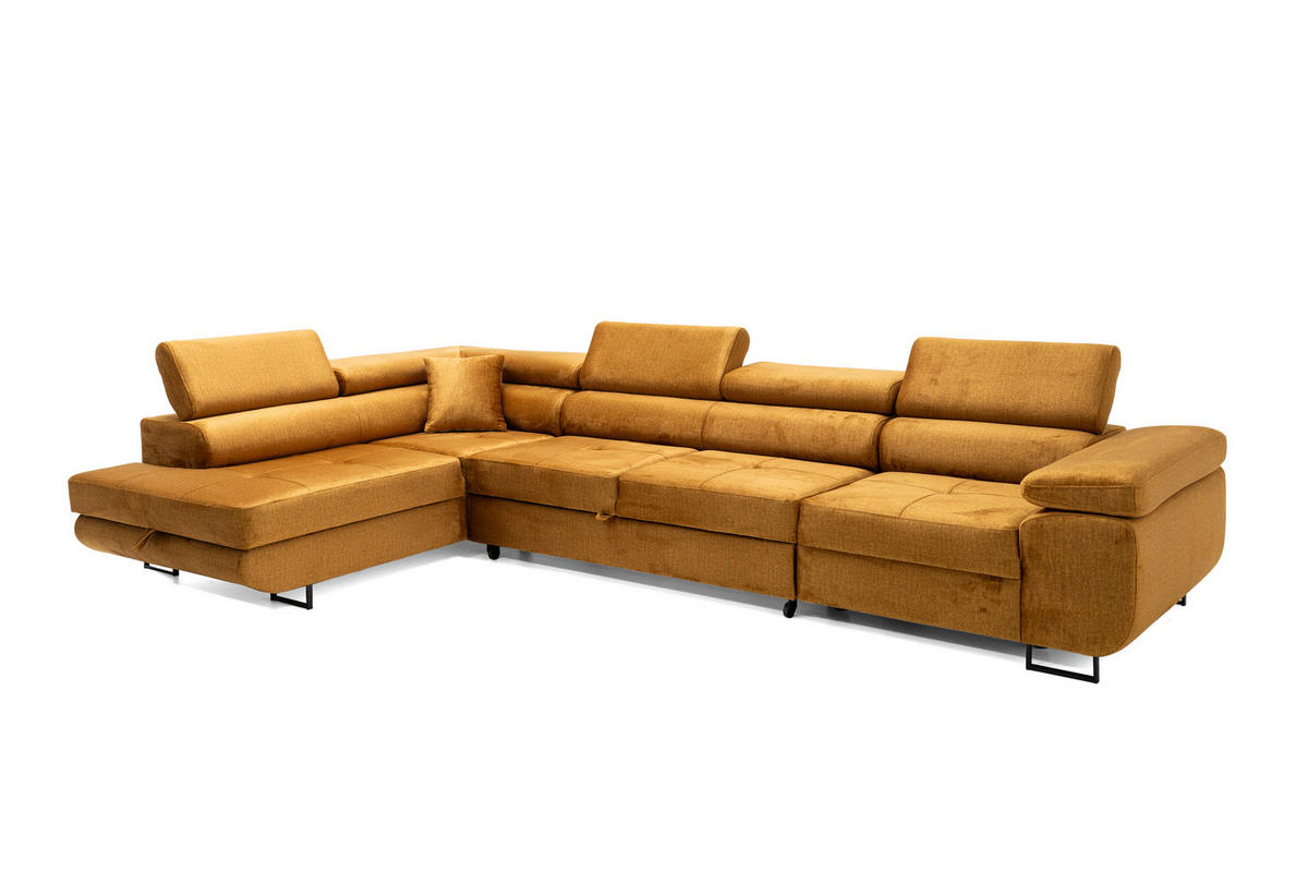 ECKSOFA WILD MAXI Links Golden - Chromfarben/Goldfarben, Holz/Textil (350/203cm) - Muffo