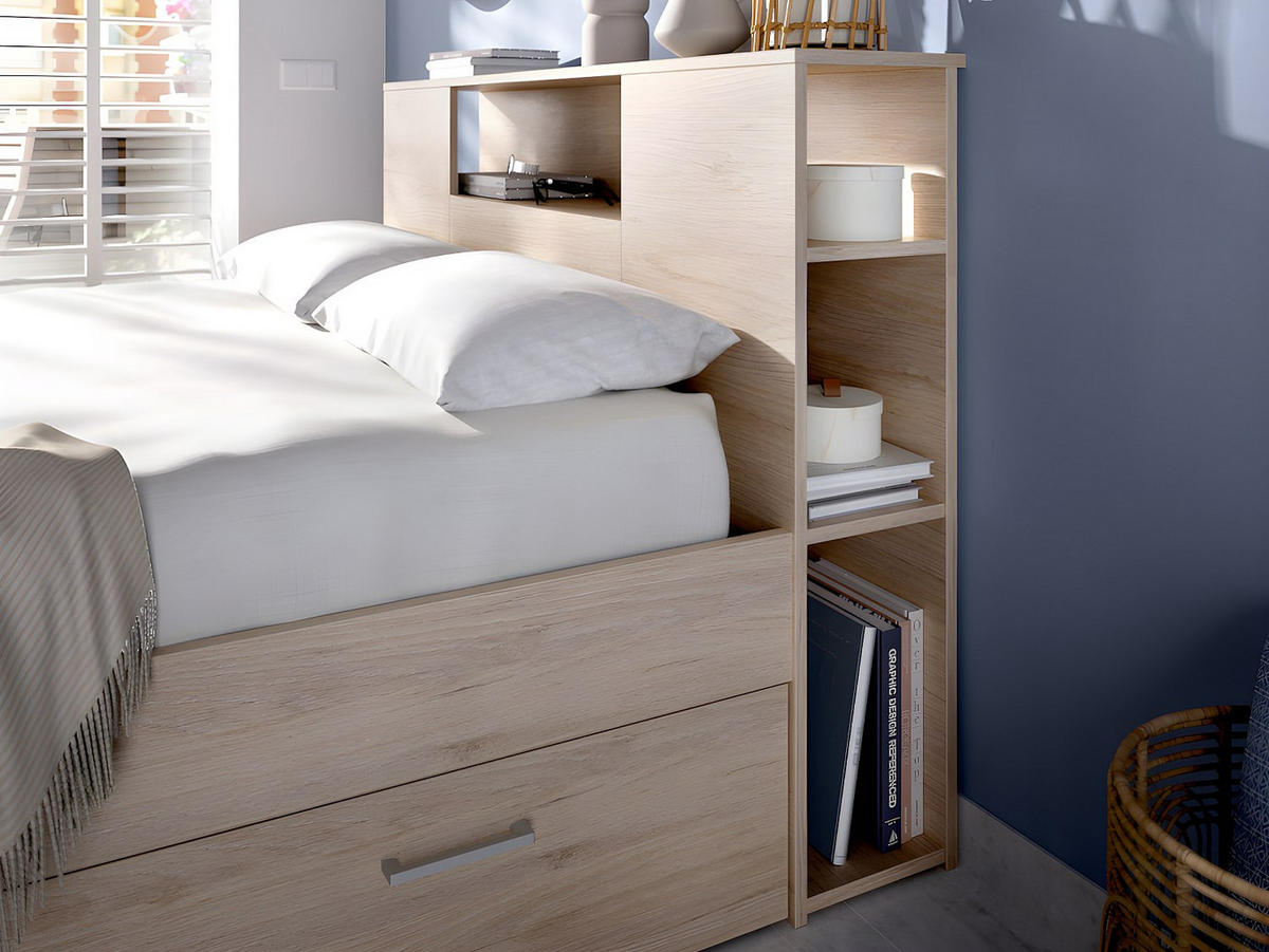 BETTRAHMEN - 2 Personen-Sitzer - Holz, Platte - Naturfarben Hell - - Naturfarben, Holz (160/200cm) - Vente-Unique