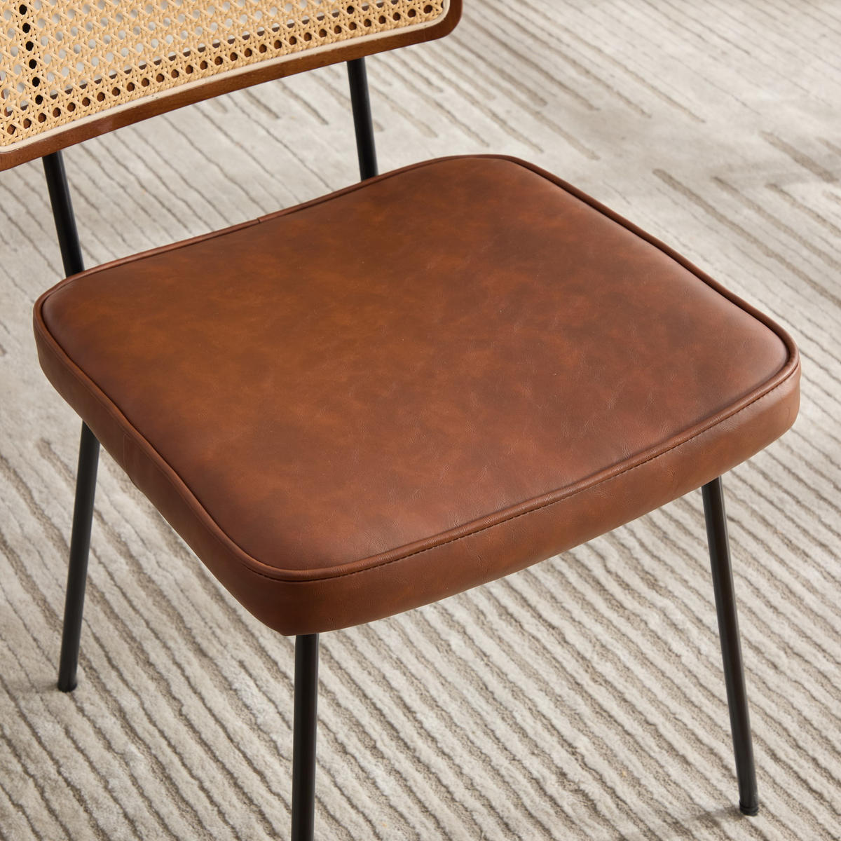 STÜHLE 2er-Set Esszimmerstuhl,Massivholz,PU,Braun - Braun, Textil (47/82/58cm) - LVHOM
