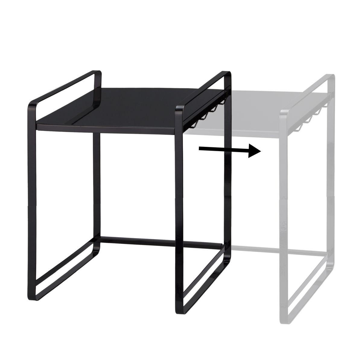 KÜCHENREGAL Tower schwarz 47/50/35 cm ausziehbar bis 75cm - Schwarz, Metall (47/50/35cm) - Yamazaki