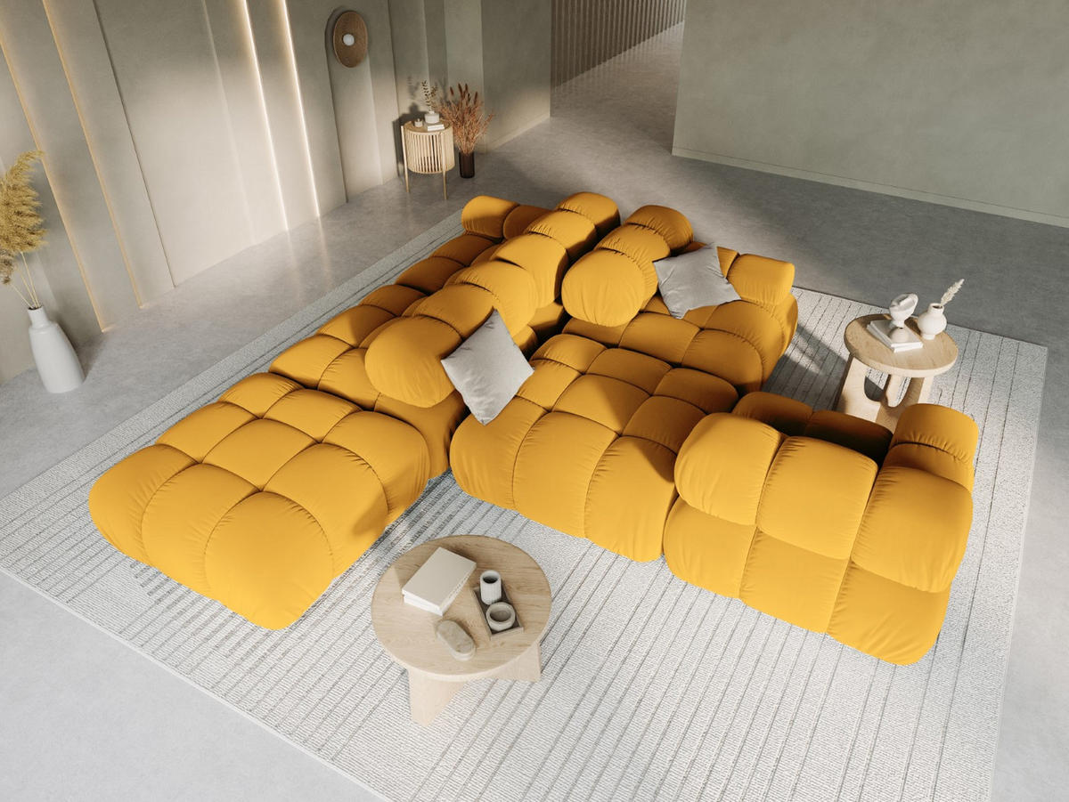 MODULARES-SOFA rechts Bellis aus Samt gelb 4 Sitzplätze - Gelb, Textil (94/63/282cm) - Micadoni
