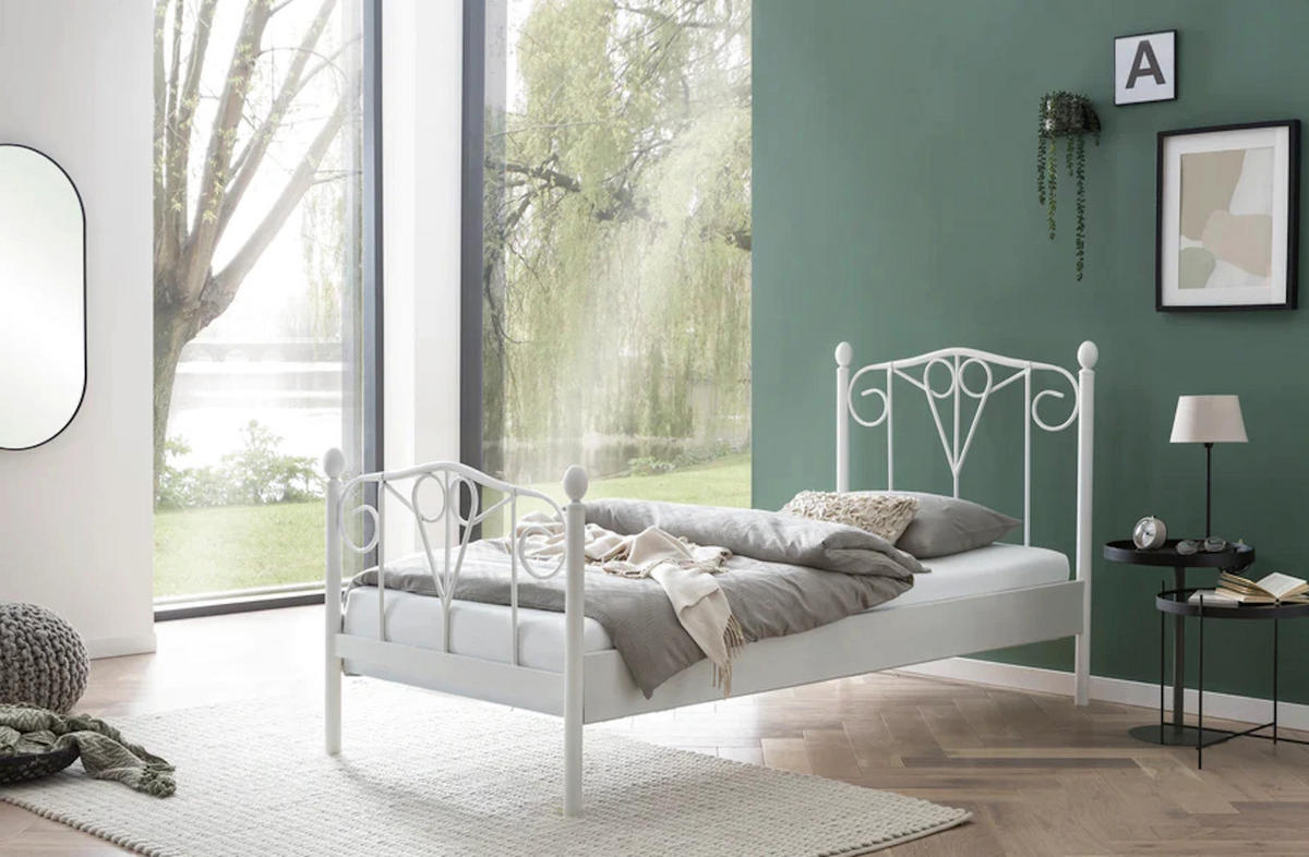 METALLBETT Maya / 90 x 200 cm / pink - Rosa, Metall (90/200cm) - BED BOX