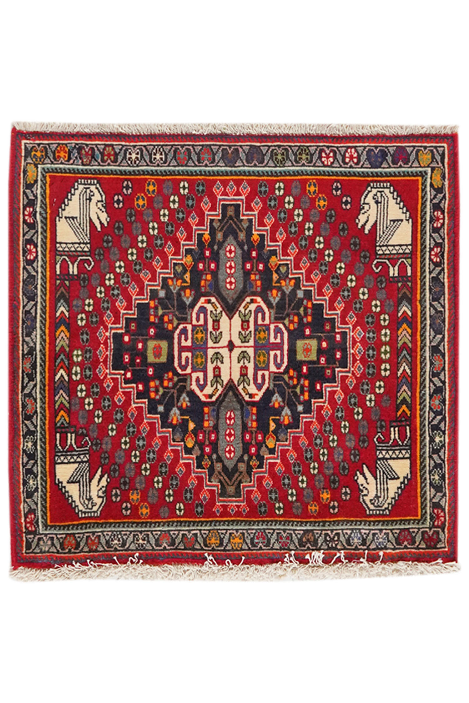 TEPPICH Gashgai Rot 59/63 cm Schurwolle - Rot, Textil (63/59cm) - Looma