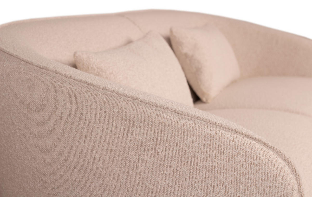 LOUNGESOFA Alezio inkl. Knuffelkissen - Dreisitzer - beige - Beige/Braun, Holz/Textil (189/86/78cm) - bene living