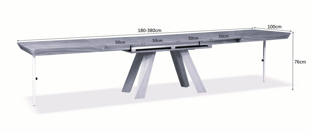 ESSTISCH QUERCIA Ausziehbar 180 - 380 / 100 x 76 cm - Braun, Holz (180/100/76cm) - MASSENO