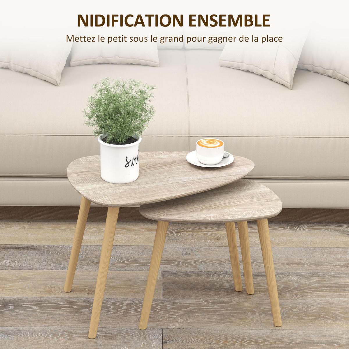 COUCHTISCH DE-15771 skandinavisches Design Naturholz - Naturfarben, Holzwerkstoff (59.5/39.5/45cm) - ComfortXL
