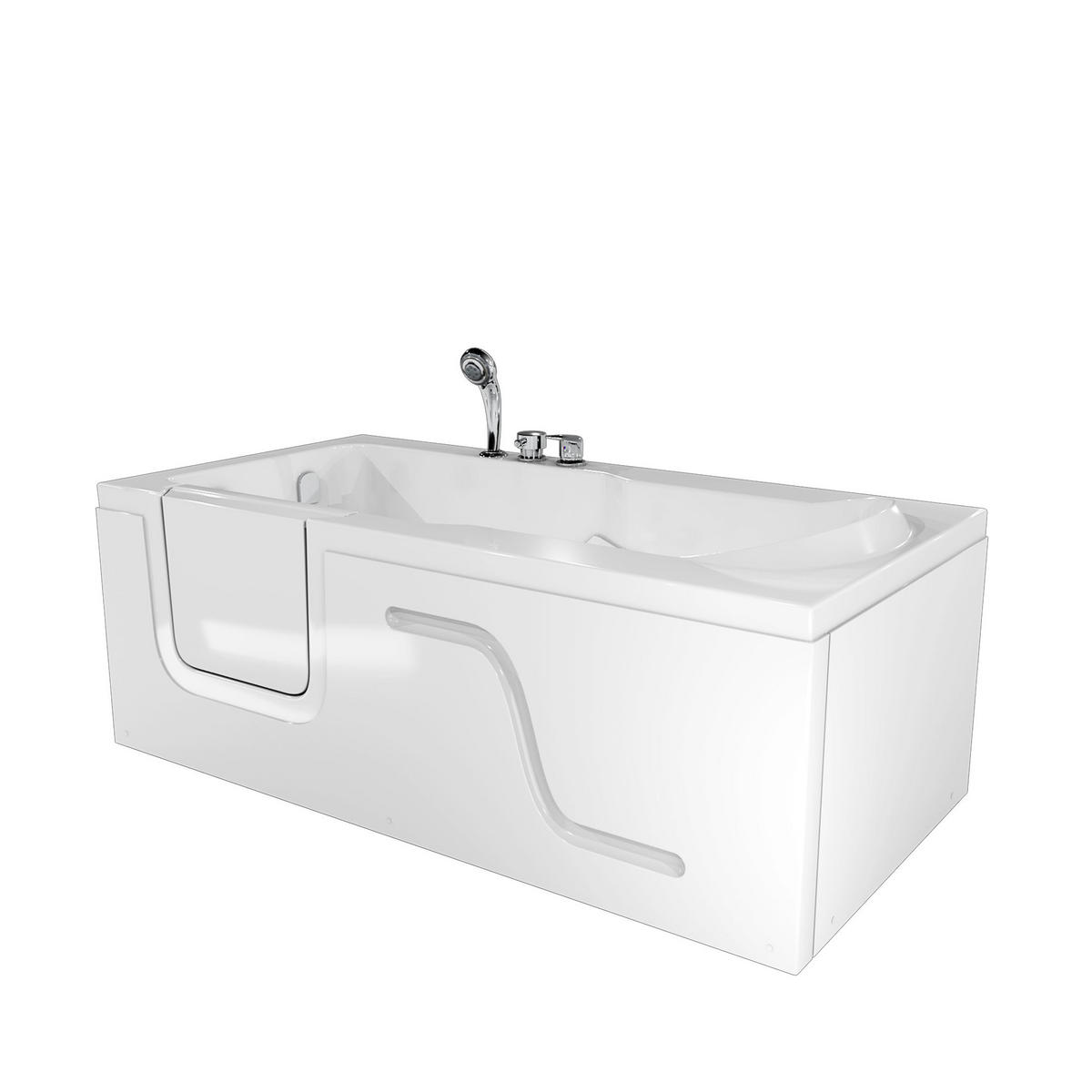 SENIORENWANNE mit Tür S17-EH-R 75x150cm - Weiß, Glas/Kunststoff (150/54/75cm) - AcquaVapore by Sandra Jentho